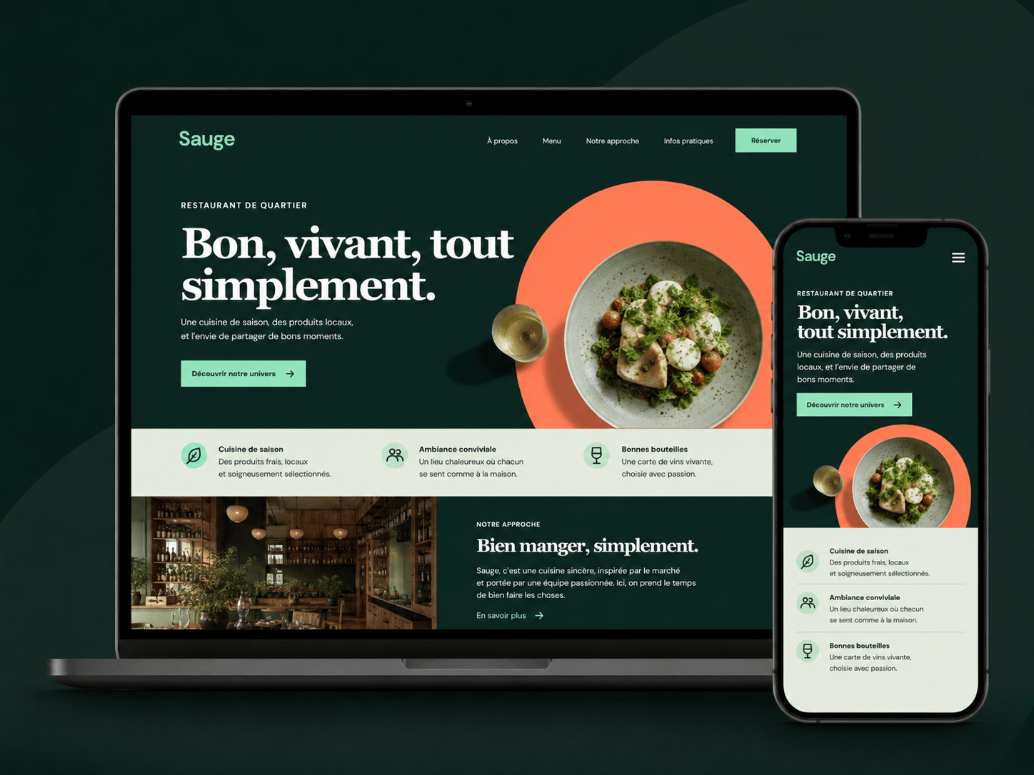 Aperçu du site Sauge sur ordinateur et mobile